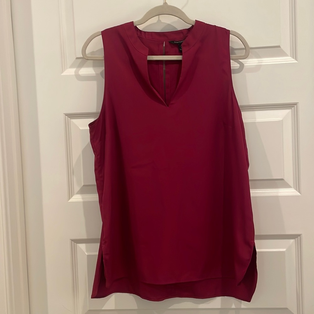 Banana Republic burgundy sleeveless blouse.
